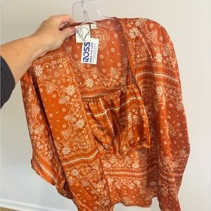 Orange Floral Women's Top and kimono set